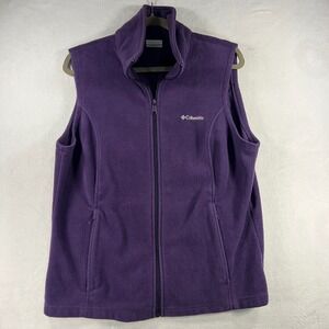 Columbia Purple Fleece Vest Women's XL Zip Up Sleeveless Casual Outerwear